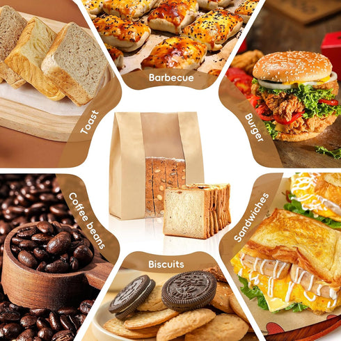 Holihome 30 Pack Cookie(13.7x8.2x3.5 inch) Paper Bread Bags for Homemade Bread Sourdough Bread Bags Large Bread Storage