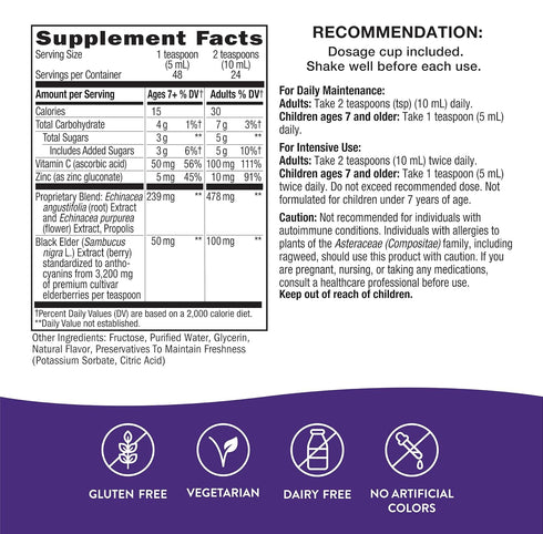 Nature's Way Sambucus Elderberry Immune Syrup, Daily Immune Support, Black Elderberry Extract, 8 Fl Oz