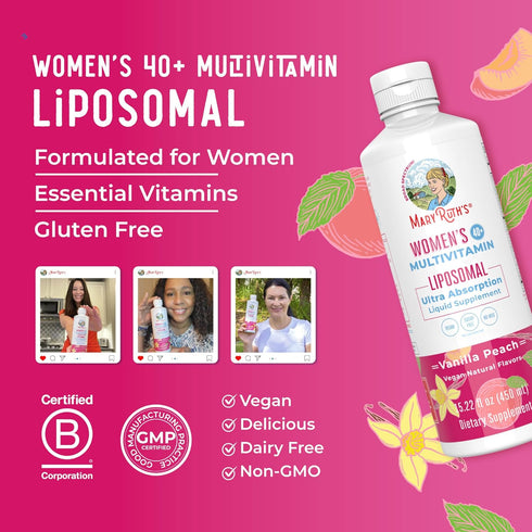 MaryRuth Organics Multivitamin for Women 40+, Liposomal Immune Support Supplement, Vegan, 15.22 Fl Oz