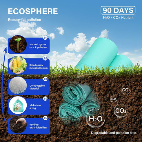 4 Gallon Compostable Trash Bags, 100% Biodegradable Drawstring Small Trash Bags for Kitchen Bathroom Office