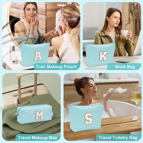 Skincare for Girls 10-12, Personalized Initial Makeup Bag, Travel Toiletry Bag, Birthday Gifts for Women