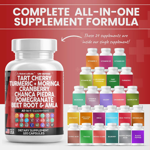 Clean Nutraceuticals Tart Cherry Extract Capsules 20,000mg, 120 Ct - with Turmeric 8000mg, Moringa 4000mg, Cranberry