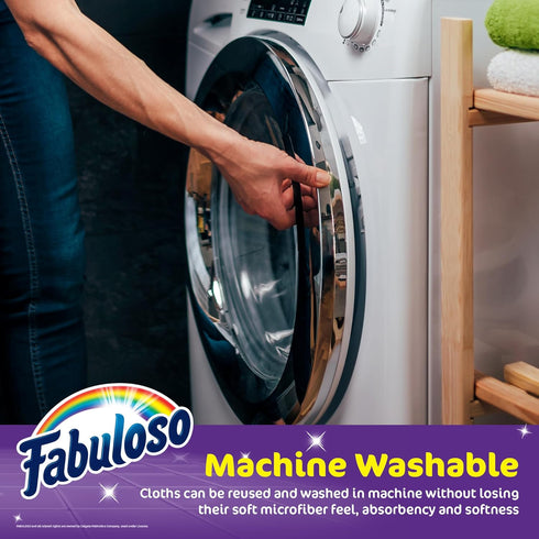 Fabuloso Microfiber Cleaning Cloths, 24 ct Rainbow Colors, Lint-Free for Surfaces and Wood Furniture