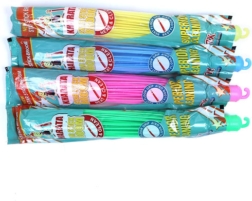 Plastic Medium Floor Broom for Bathroom and Home Cleaning, Hard Bristle Broom (1, Plastic Broom)