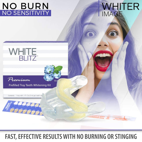 Whiter Image (3ml) White Blitz Prefilled Teeth Whitening Kit with Vacuum-Sealed Tray, Teeth Whitening Gel + Shade