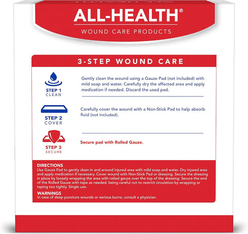All Health Rolled Gauze Pads - 3 X 2.5 Yds for Wound Cleaning or Covering, 10 Count