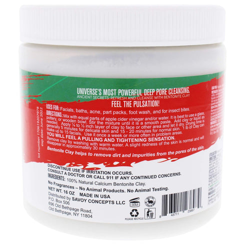 Powerful Deep Pore Cleansing Calcium Bentonite Clay, Natural Face Mask Peel for Men and Women, 2 Pc