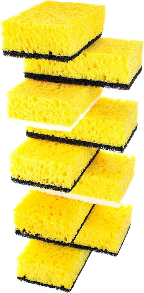 Okleen Yellow Multi Use Scrub Sponge. Made in Europe. 9 Pack, 4.3x2.8x1.4 inches.