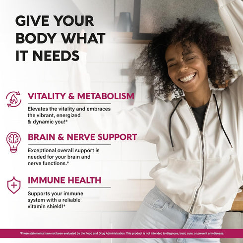 USDA Organic Vitamin B-Complex - B5 Pantothenic Acid, B12 Methylcobalamin, B1 Thiamine, B6 Pyridoxine, B7 Biotin, B9