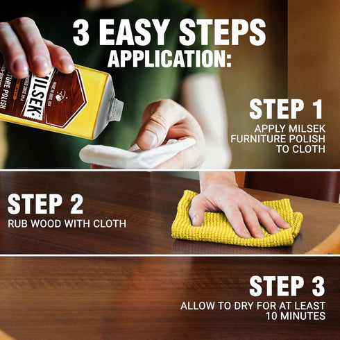Milsek Furniture Polish & Wood Cleaner with Lemon Oil - 12 Fl Oz (Pack of 6) for Home Improvement