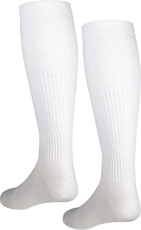 NuVein Compression Socks, 15-20 mmHg Support for Men, Knee High, Closed Toe, White, Large