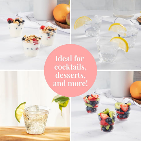 Pack 400 5oz Prestee of Small Clear Plastic Cups - Disposable Cocktail Glasses - Stackable Plastic Party Tumblers