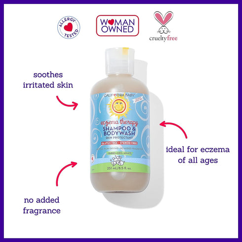 Set 2oz 8.5oz California Baby Eczema Treatment | Eczema Cream + Eczema Body Wash | Colloidal Oatmeal + Aloe Vera |