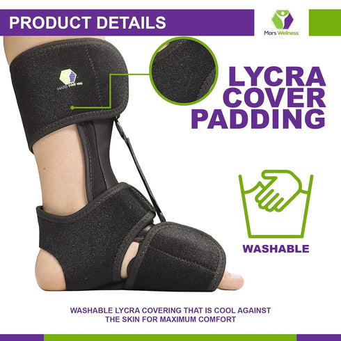 MARS WELLNESS Comfort Dorsal Night Splint - Pain Relief from Plantar Fasciitis, Drop Foot, and Achilles Tendinitis