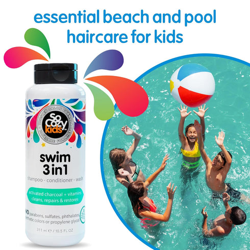 SoCozy Kids Swim 3-in-1 Shampoo, Conditioner & Body Wash, Salt & Chlorine Removing