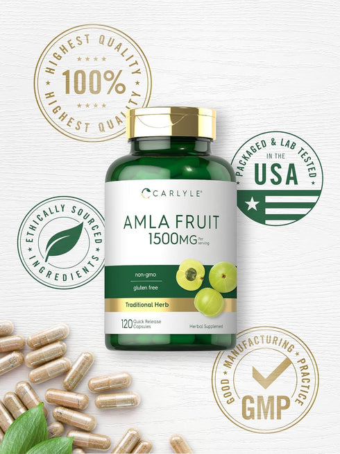 Carlyle Amla Capsules, 1500mg | 120 Count | Non-GMO Gluten Free Amalaki Fruit Supplement