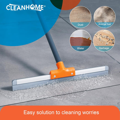 Rubber Floor Squeegee for Concrete & Tile - Heavy Duty Garage Shower Floor Squeegee Broom with Extendable Handle