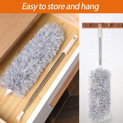 Newliton Microfiber Feather Duster for Cleaning High Ceiling Fans - 30'' to 100'' Telescoping Extension Pole Duster