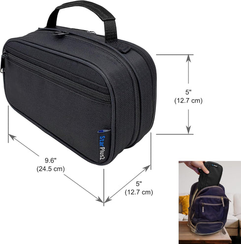Small Pill Bottle Organizer for Travel, Medicine Bag, Carrier for Prescription Medications - Black