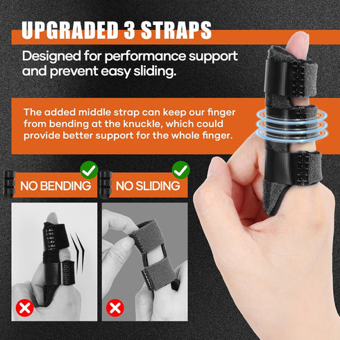 Trigger Finger Splint, 2pcs for Arthritis, Injury, Finger Brace for Pain Relief (Black)
