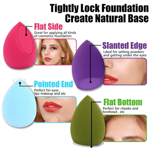 Makeup Sponge Blender Set, 12pcs Beauty Sponges and 1PCS Holder, Flawless Cosmetic Puff for Cream, Liquid Foundation &
