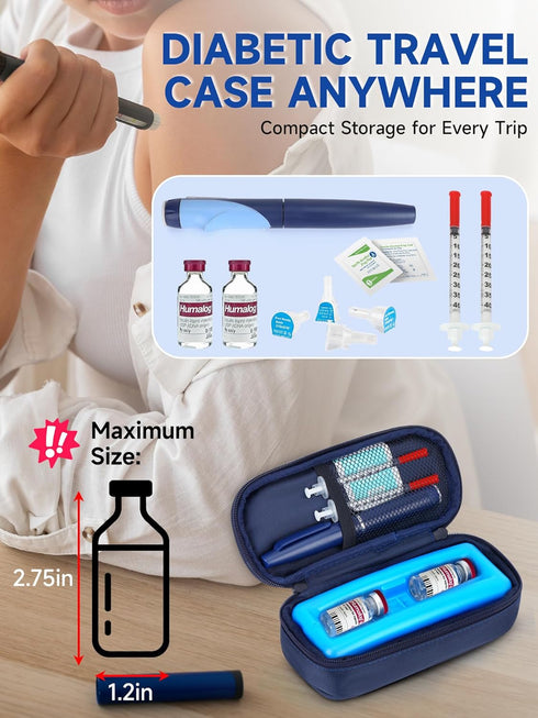 Insulin Vial Cooler Travel Case Diabetic TravelCase TSA Approved, Medicine Cooler for Travel Tsa Approved, Portable