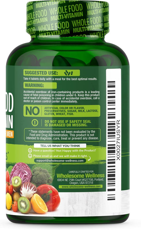Whole Food Multivitamin for Men - 120 Tablets, Natural Multi Vitamins, Minerals, Organic Extracts