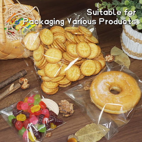 200PCS Cookie Bags, Self Sealing Cellophane Bags, 4X6 Inches Small Clear Plastic Bags for Gift Giving and Packaging