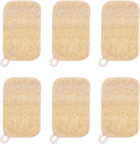 Yuomeaz 6 PCS Natural Loofah Dish Sponge,2.3 * 4,3 Inches Loofah Kitchen Sponge,Eco