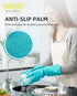 PACIFIC PPE Reusable Dishwashing Rubber Gloves, Kitchen Gloves with Flocked Cotton Liner, Latex Free, Green, Medium