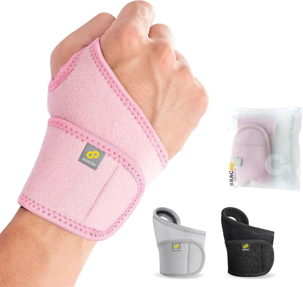 Bracoo Wrist Compression Wrap Brace for Carpal Tunnel, Adjustable Support Strap for Fitness, Right & Left Hand, WS10