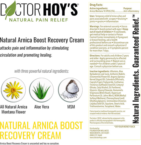 DOCTOR HOY'S Natural Arnica Boost Recovery Cream for Bruise and Muscle Pain Relief