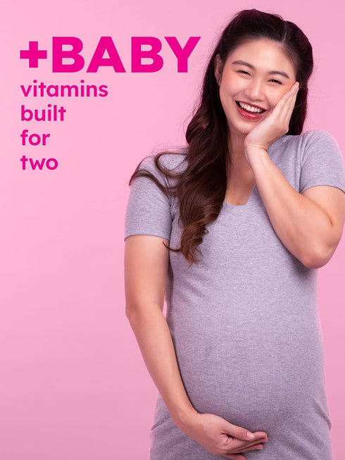 PINK Prenatal Vitamins - 60 Gummies with DHA and Folic Acid, Non-GMO & Gluten Free Multivitamin, Fruit Flavor