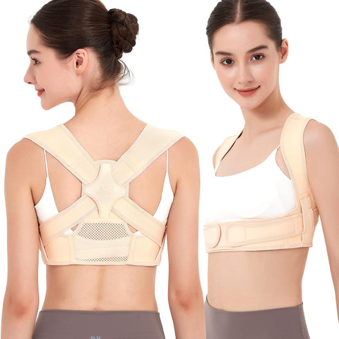 Posture Corrector for Back Support, Adjustable Shoulder Brace for Men and Women (Beige, Large/X-Large)
