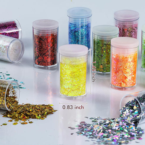 Holographic Chunky and Fine Glitter Mix, 45 Colors for Epoxy Resin Arts, Nail Glitter, Cosmetic and Body Glitter