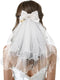 SWEETV Bridal Hair Bow Veil: White Bow Clip Pearl Accessories for Bachelorette Party and Bridal Shower Gift