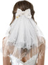 SWEETV Bridal Hair Bow Veil: White Bow Clip Pearl Accessories for Bachelorette Party and Bridal Shower Gift