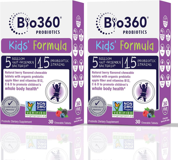 Kids Probiotic Supplement, Daily Support for Gut, Immune, Brain & Whole Body Health, 15 Strains, 5 Billion CFU, 30