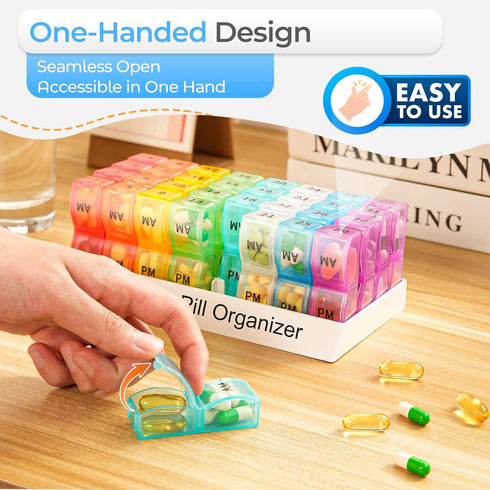 Monthly Pill Organizer 2 Times a Day, 30 Day Pill Case with Small Compartments for Vitamins and Travel Medicine