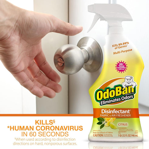 OdoBan Ready-to-Use Disinfectant and Odor Eliminator, Citrus Scent, Set of 2, 32 oz Spray & 1 Gallon Concentrate
