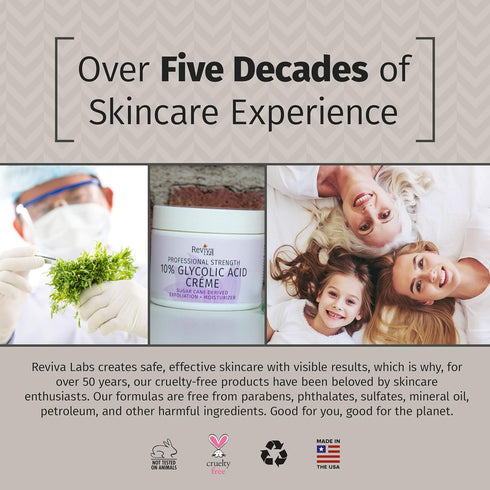 Reviva Labs 10% Glycolic Acid Creme Daily Moisturizer - Natural Sugar Cane Derived Alpha Hydroxy Acid Face Cream