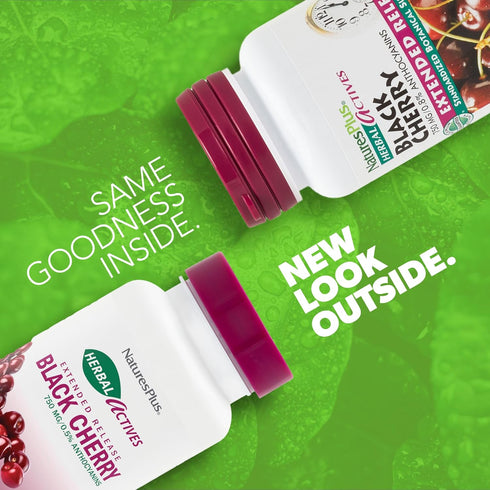NaturesPlus Herbal Actives Black Cherry, 30 Tablets, Vegetarian, Gluten Free, Extended Release Antioxidant Support