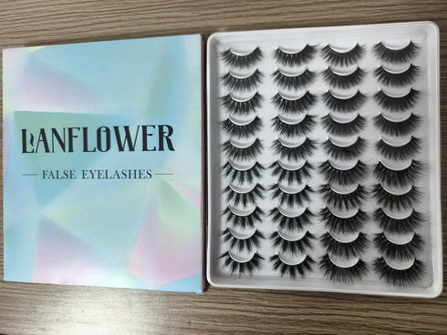 Lanflower Fake Eyelashes, Natural Look Dramatic 3D Lashes Pack with 20 Pairs in 4 Styles