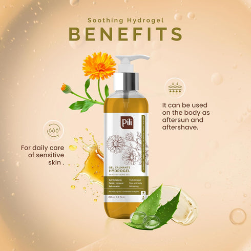 Pili Natural Hydrogel | Face and Body Skin Soothing Gel with Arnica, Calendula, Aloe Vera | 8.8 oz