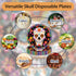 ZULYSTO 100 Pack (507" 509")-Disposable Set Day of the Dead Party Supplies Paper Plates + Plates for Halloween Party