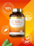 Carlyle Vitamin C with Rose Hips 500mg - 200 Caplets, High Potency, Vegetarian & Gluten Free.