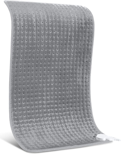 XXX-Large Heating Pad for Back Pain Relief, 17" X 33" - Extra XL Electric Heat Pad with 6 Temperature Settings, Grey