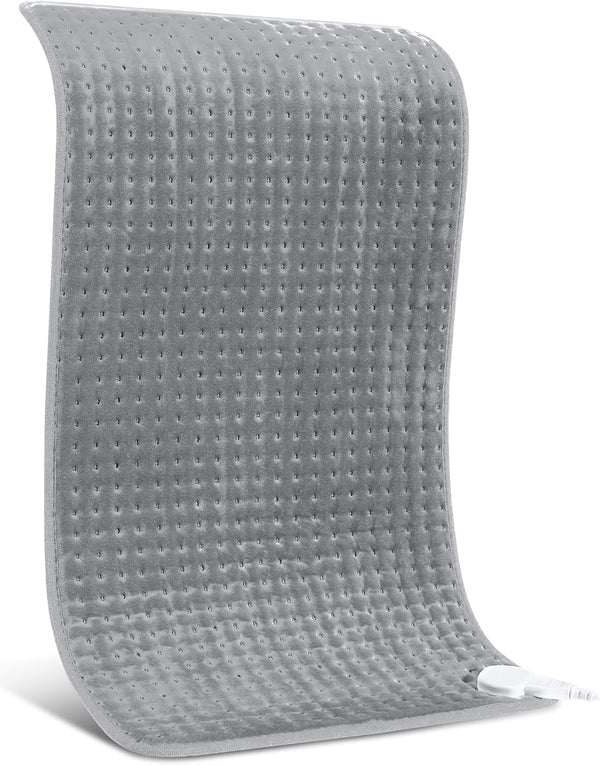 XXX-Large Heating Pad for Back Pain Relief, 17" X 33" - Extra XL Electric Heat Pad with 6 Temperature Settings, Grey