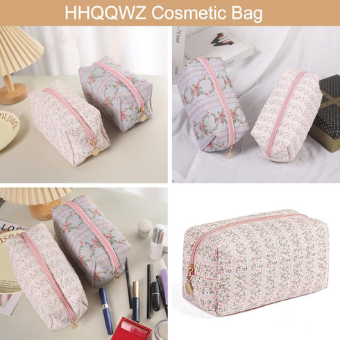 Makeup Bag Travel Cosmetic Bag for Women Girls, Floral Toiletry Organizer Makeup, Zipper Pouch, Portable Storage Bag
