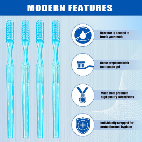 Adult Pre-Pasted Disposable Toothbrushes, Travel Toothbrushes with Toothpaste, Bulk Mint Toothbrushes, 100 Pcs